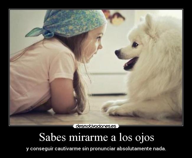 Sabes mirarme a los ojos - y conseguir cautivarme sin pronunciar absolutamente nada.