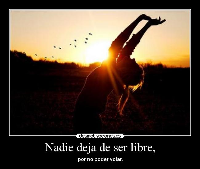 Nadie deja de ser libre, - por no poder volar.