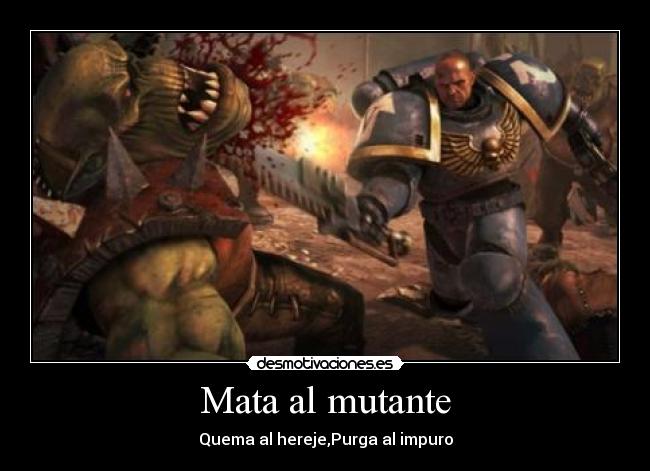 carteles mata mutante quema hereje purga impuro space marines wh40k desmotivaciones