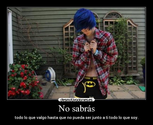 No sabrás - todo lo que valgo hasta que no pueda ser junto a ti todo lo que soy.
