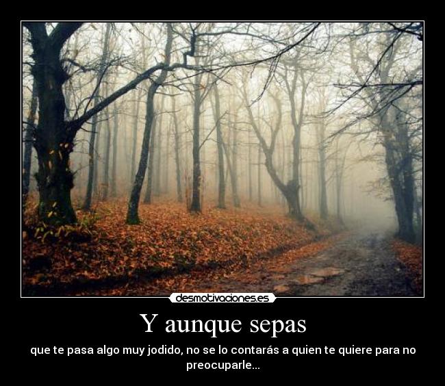 Y aunque sepas - que te pasa algo muy jodido, no se lo contarás a quien te quiere para no
preocuparle...