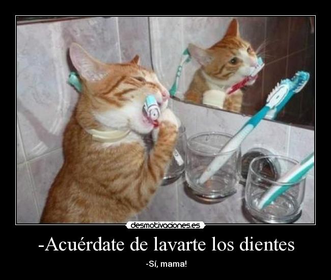 -Acuérdate de lavarte los dientes - -Sí, mama!
