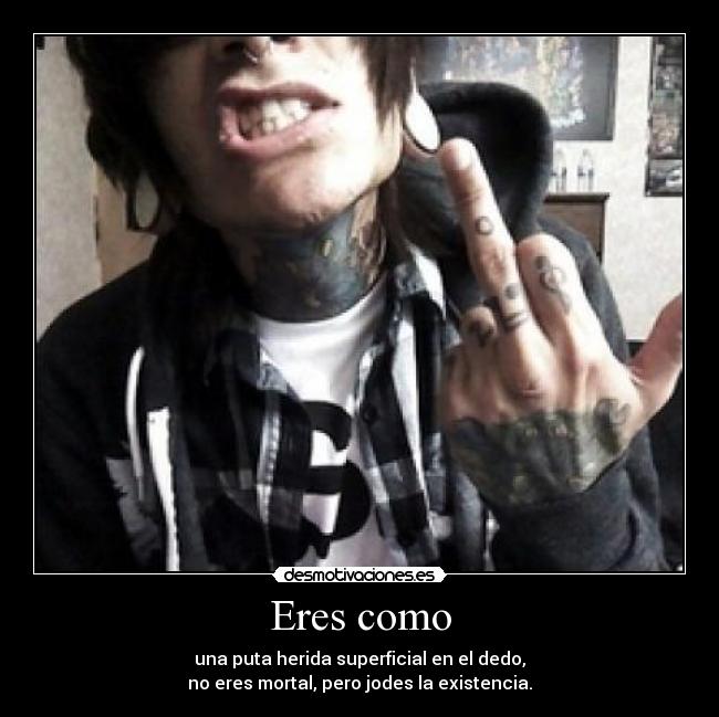 Eres como - una puta herida superficial en el dedo,
no eres mortal, pero jodes la existencia.