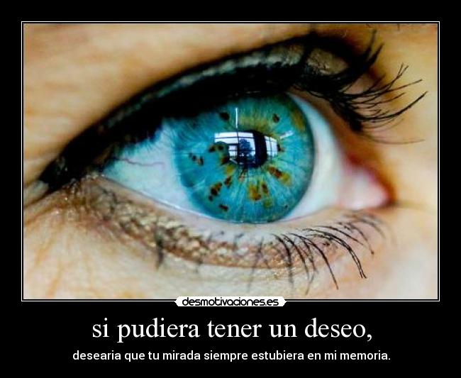 si pudiera tener un deseo, - desearia que tu mirada siempre estubiera en mi memoria.