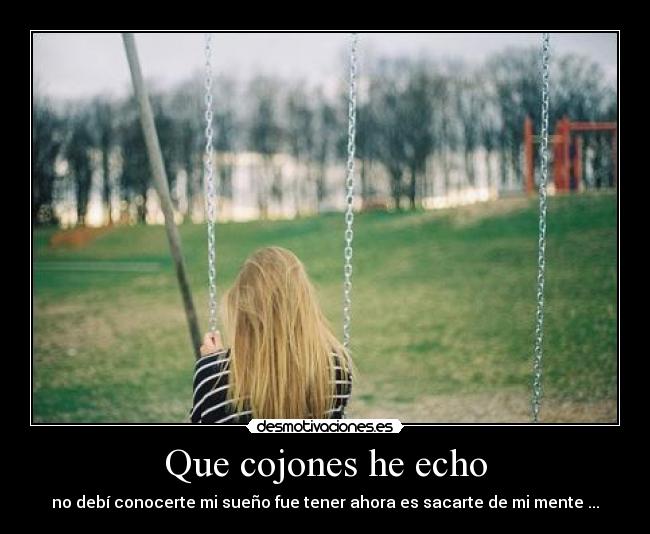 Que cojones he echo - no debí conocerte mi sueño fue tener ahora es sacarte de mi mente ...