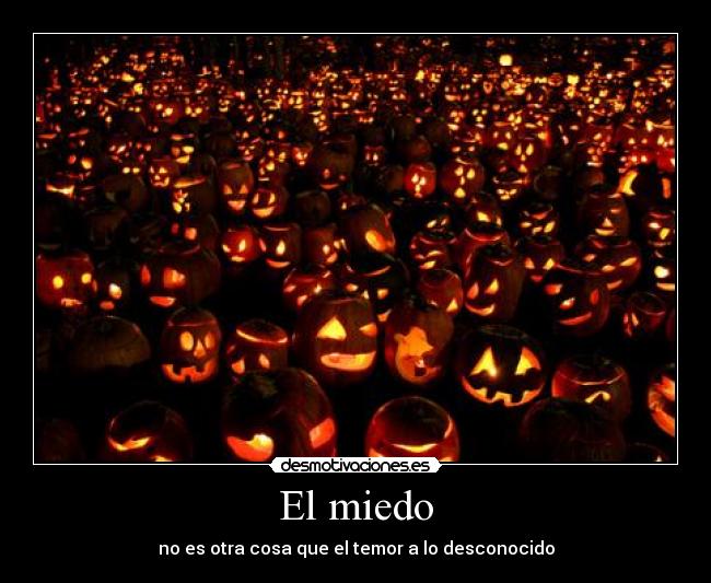 El miedo - no es otra cosa que el temor a lo desconocido