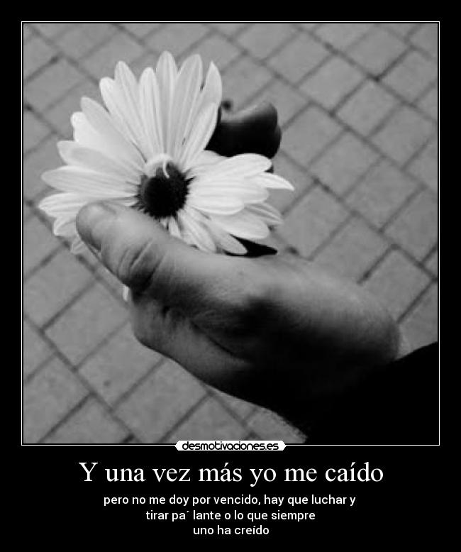 Y una vez más yo me caído - pero no me doy por vencido, hay que luchar y
tirar pa´ lante o lo que siempre
uno ha creído