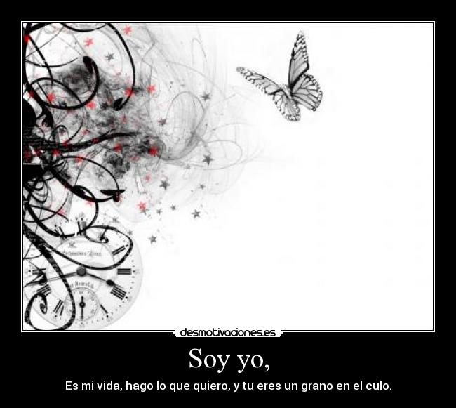 Soy yo, - Es mi vida, hago lo que quiero, y tu eres un grano en el culo.