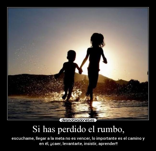 Si has perdido el rumbo, - escuchame, llegar a la meta no es vencer, lo importante es el camino y
en él, ¡¡caer, levantarte, insistir, aprender!!