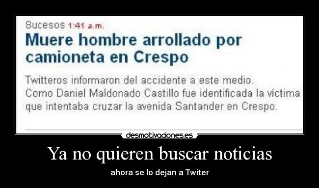 Ya no quieren buscar noticias - ahora se lo dejan a Twiter
