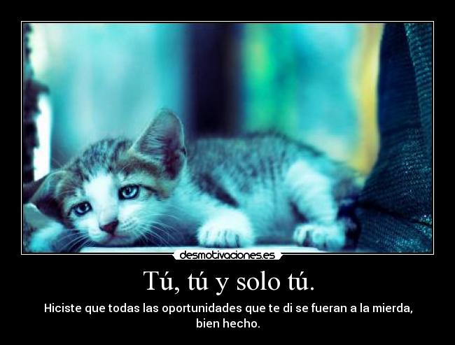 Tú, tú y solo tú. - Hiciste que todas las oportunidades que te di se fueran a la mierda, bien hecho.