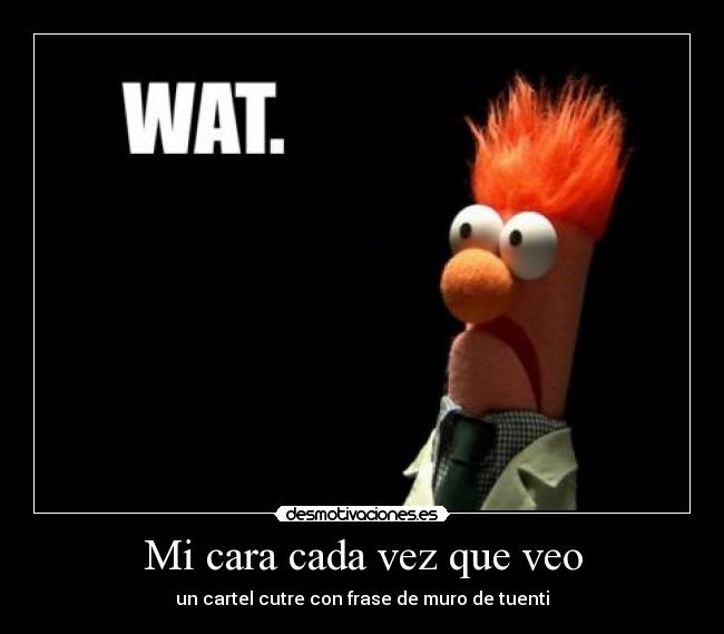 Mi cara cada vez que veo - un cartel cutre con frase de muro de tuenti