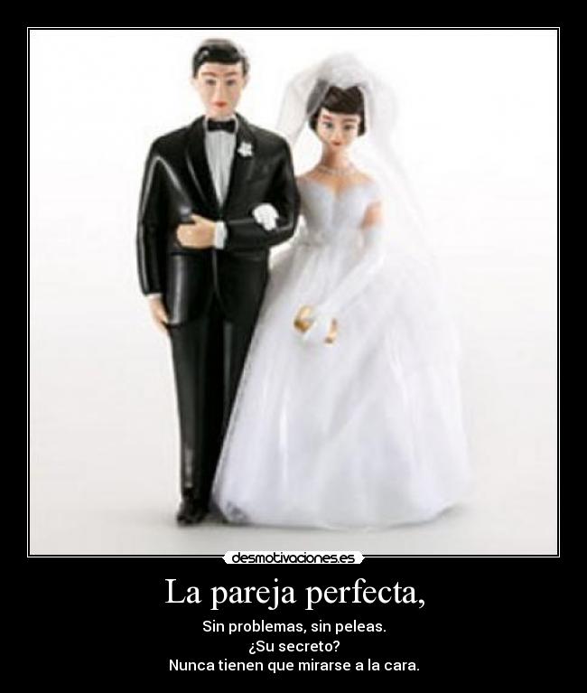 La pareja perfecta, - Sin problemas, sin peleas.
¿Su secreto?
Nunca tienen que mirarse a la cara.