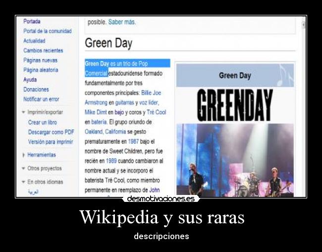 Wikipedia y sus raras - descripciones