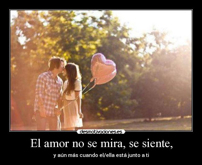 El amor no se mira, se siente, -