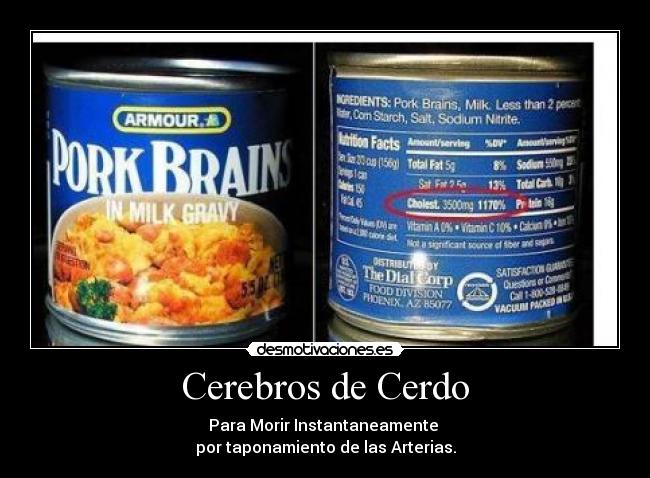 Cerebros de Cerdo - Para Morir Instantaneamente 
por taponamiento de las Arterias.