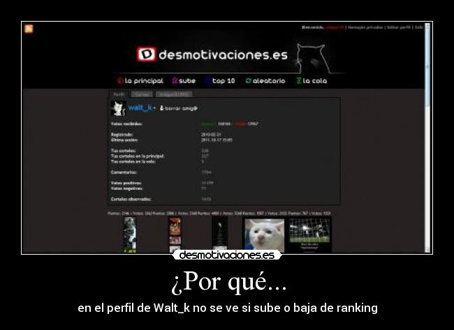 ¿Por qué... - en el perfil de Walt_k no se ve si sube o baja de ranking