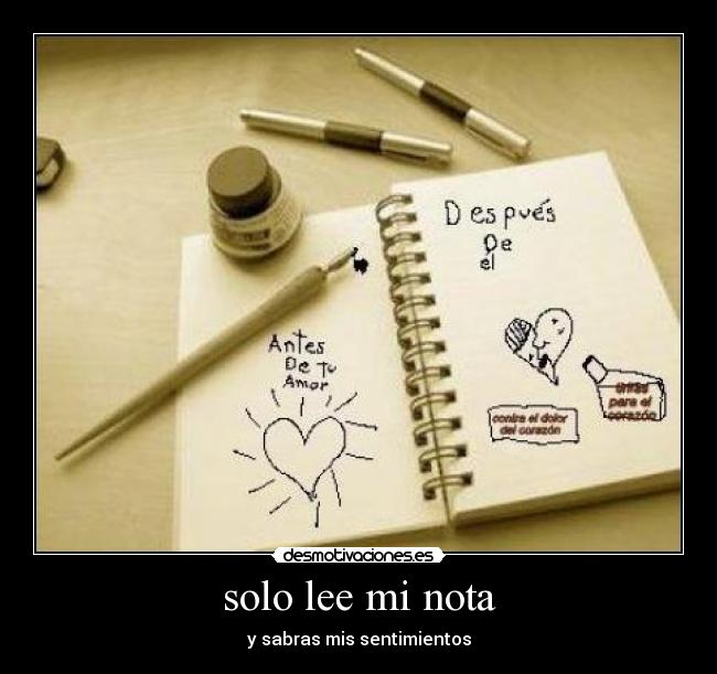 solo lee mi nota - y sabras mis sentimientos