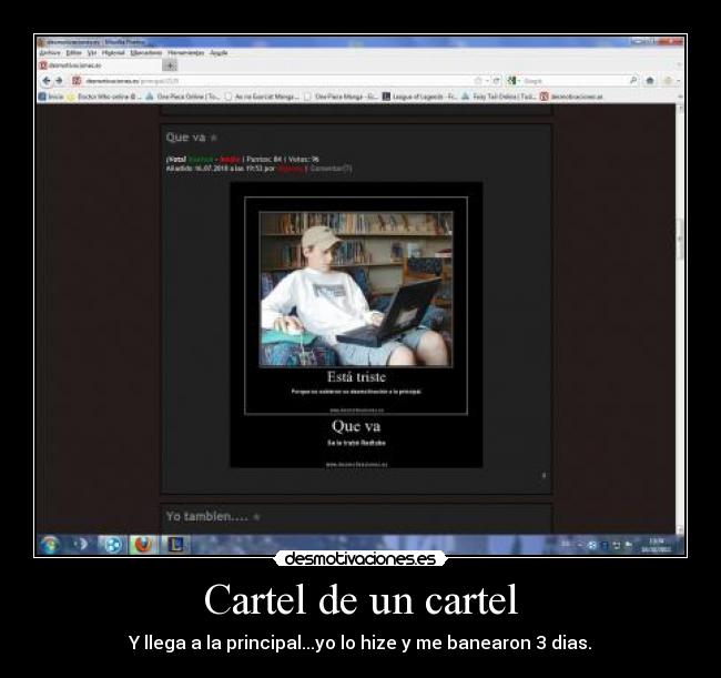 Cartel de un cartel - Y llega a la principal...yo lo hize y me banearon 3 dias.