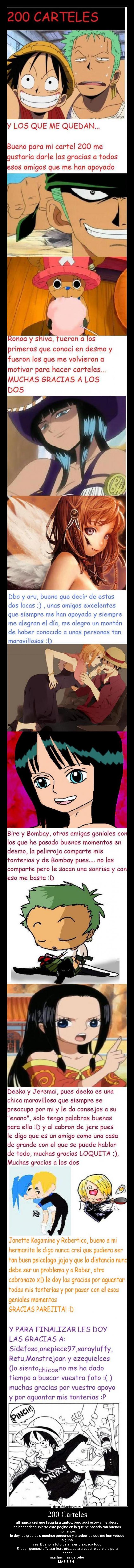 carteles mis 200 porfinnn gracias todos gente one piece mugiwara desmotivaciones