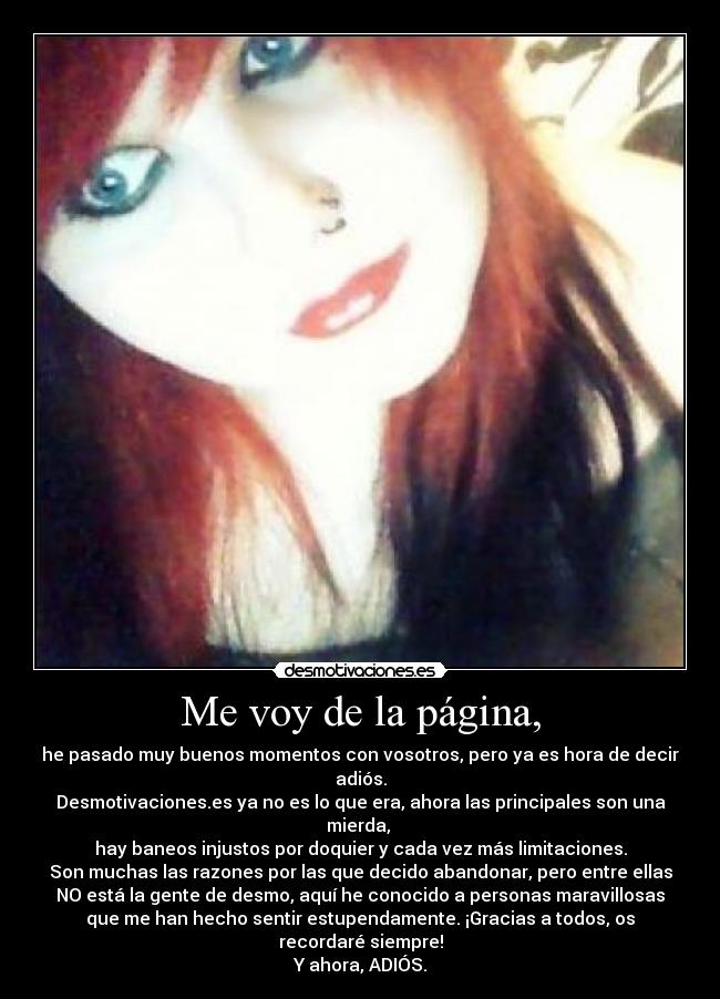 Me voy de la página, -