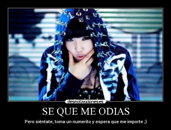 SE QUE ME ODIAS - Pero siéntate, toma un numerito y espera que me importe ;)