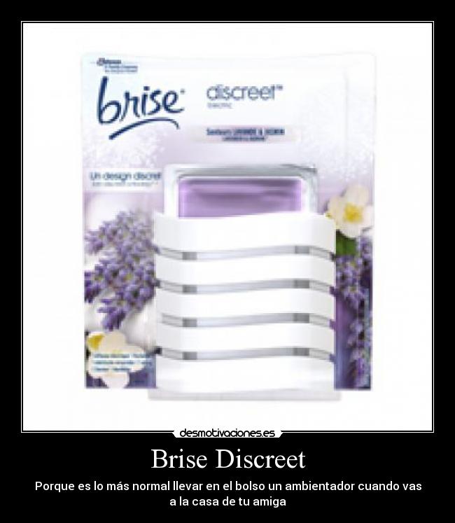 Brise Discreet - Porque es lo más normal llevar en el bolso un ambientador cuando vas
a la casa de tu amiga