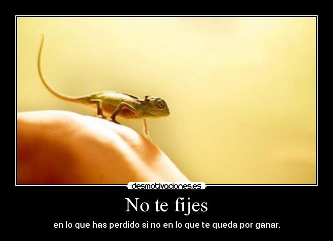 No te fijes - en lo que has perdido si no en lo que te queda por ganar.