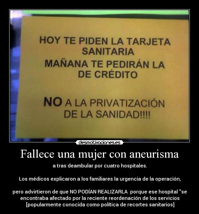 Fallece una mujer con aneurisma -