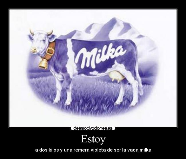 Estoy - a dos kilos y una remera violeta de ser la vaca milka