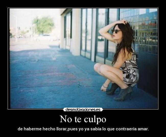 No te culpo - de haberme hecho llorar,pues yo ya sabía lo que contraería amar.