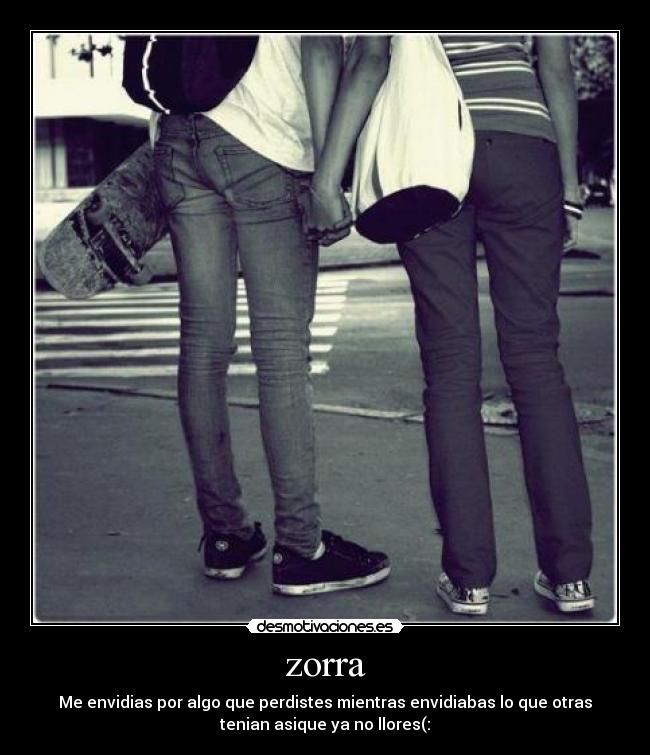 zorra - Me envidias por algo que perdistes mientras envidiabas lo que otras
tenian asique ya no llores(: