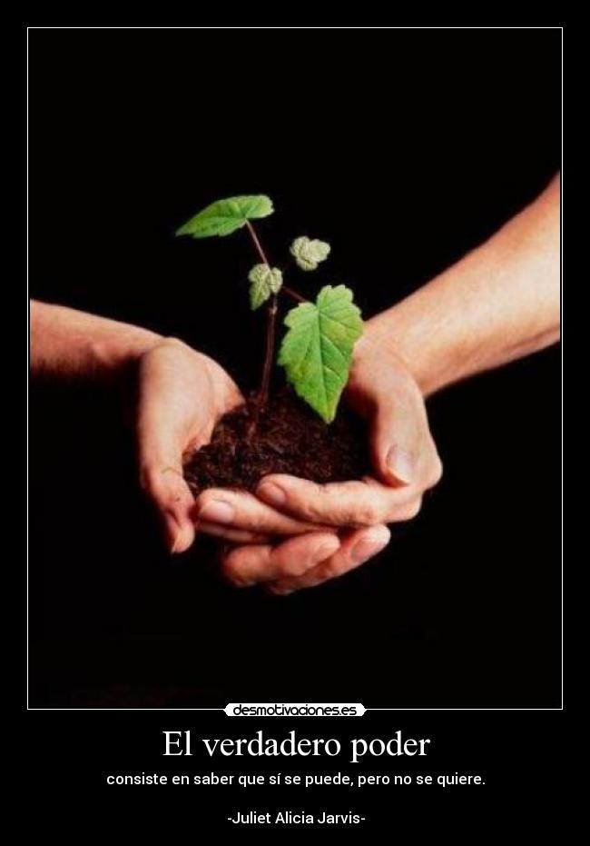 El verdadero poder - consiste en saber que sí se puede, pero no se quiere.
-Juliet Alicia Jarvis-