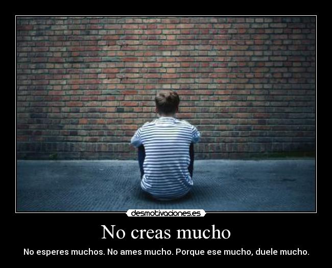 No creas mucho - No esperes muchos. No ames mucho. Porque ese mucho, duele mucho.