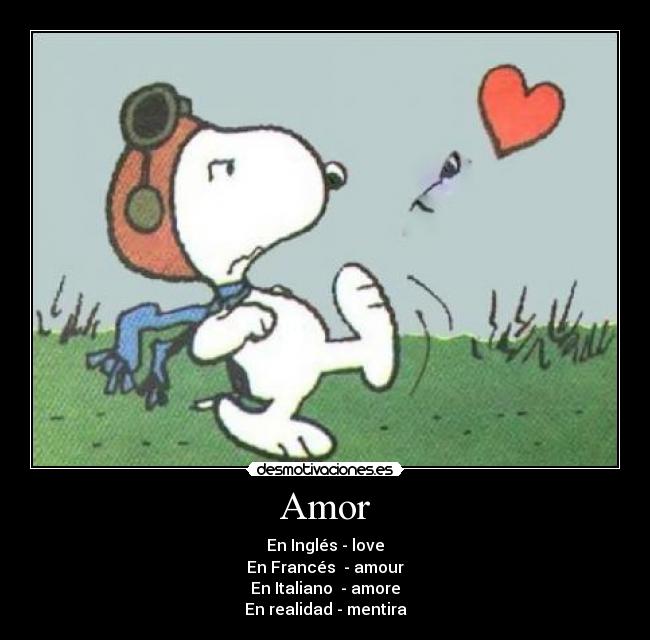 Amor - En Inglés - love
En Francés - amour
En Italiano - amore
En realidad - mentira