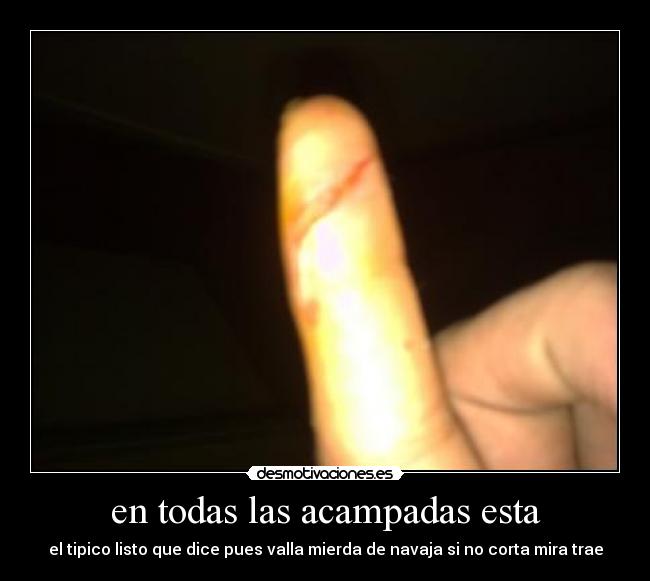 en todas las acampadas esta - el tipico listo que dice pues valla mierda de navaja si no corta mira trae