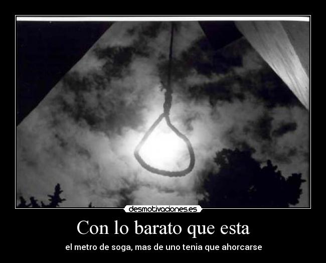 Con lo barato que esta - el metro de soga, mas de uno tenia que ahorcarse