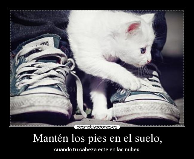 Mantén los pies en el suelo, - cuando tu cabeza este en las nubes.