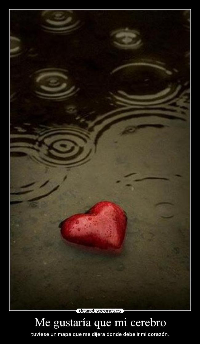 Me gustaría que mi cerebro - tuviese un mapa que me dijera donde debe ir mi corazón.