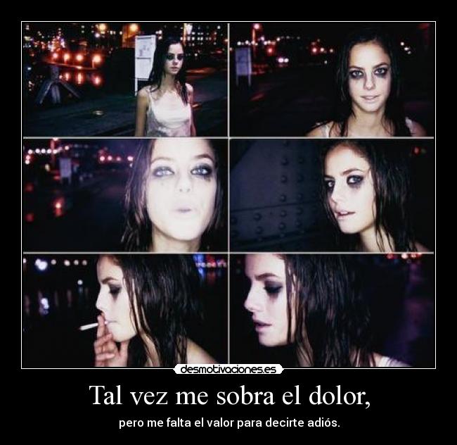 Tal vez me sobra el dolor, - pero me falta el valor para decirte adiós.