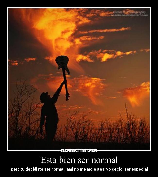 Esta bien ser normal - pero tu decidiste ser normal, ami no me molestes, yo decidi ser especial