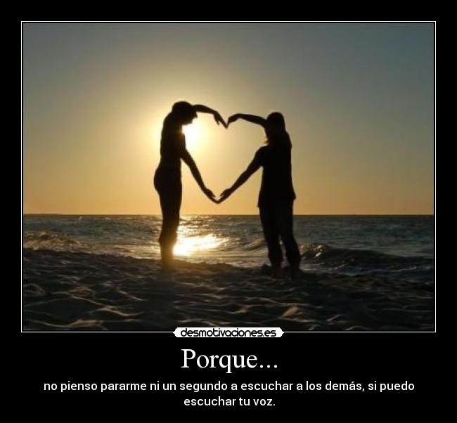 Porque... - no pienso pararme ni un segundo a escuchar a los demás, si puedo escuchar tu voz.