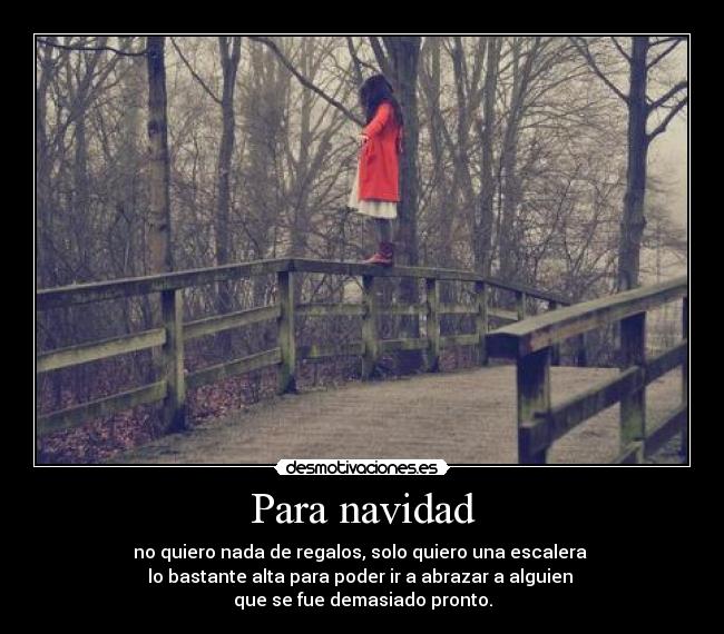 Para navidad - no quiero nada de regalos, solo quiero una escalera 
lo bastante alta para poder ir a abrazar a alguien 
que se fue demasiado pronto.