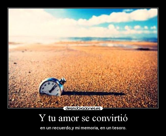 Y tu amor se convirtió - en un recuerdo,y mi memoria, en un tesoro.