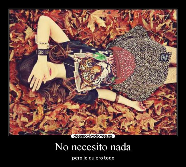 No necesito nada - pero lo quiero todo