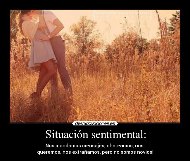 Situación sentimental: - Nos mandamos mensajes, chateamos, nos
queremos, nos extrañamos, pero no somos novios!