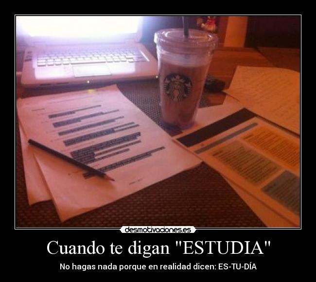 Cuando te digan ESTUDIA - No hagas nada porque en realidad dicen: ES-TU-DÍA