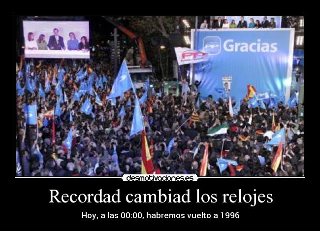 Recordad cambiad los relojes -