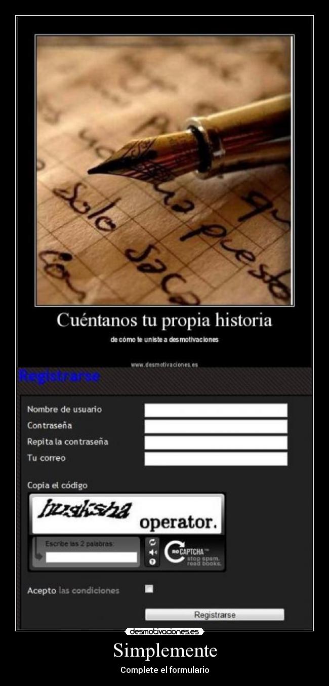 Simplemente - Complete el formulario