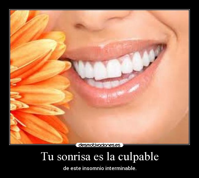 Tu sonrisa es la culpable - de este insomnio interminable.